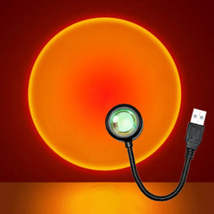 Circular light with USB cable on a red background