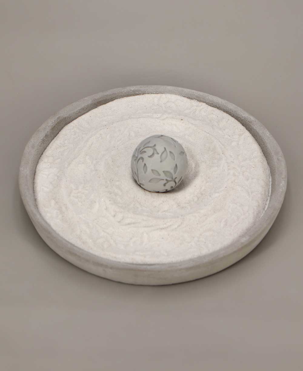 Minimalist Floral Orb Cast Stone Zen Garden