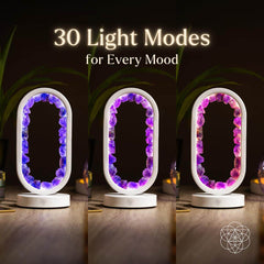 Decorative lamp with changing light modes on a dark background